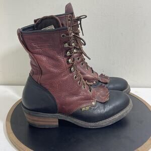 Ad-Tec Logger Boots Mens Size 7.5 Lace Up Oil Tanned Leather Kiltie Packer Boots